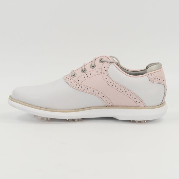 FootJoy Women's Traditions 'Grey / Pink' 97920 Leather Golf Shoes size 8.5 - Picture 3 of 9